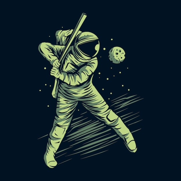 棒球宇航员太空人插画