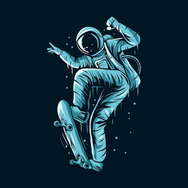 滑板宇航员太空人插画