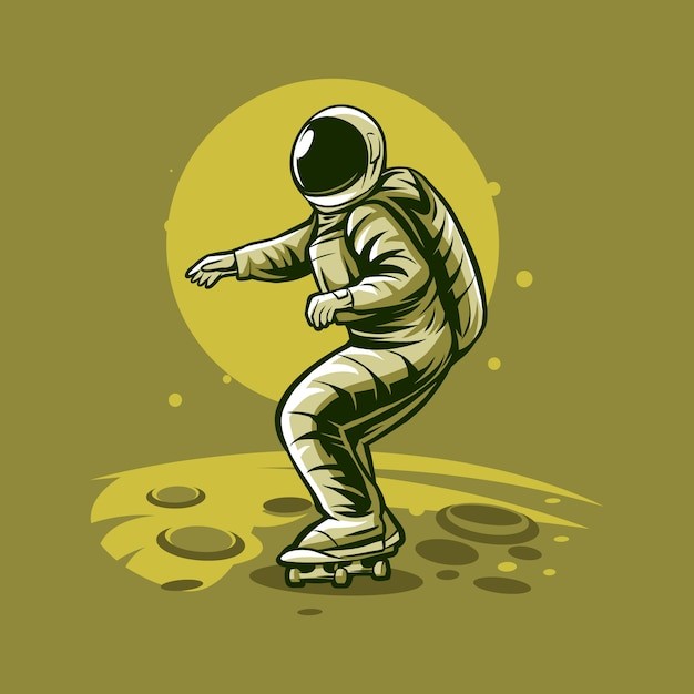 滑板宇航员太空人插画