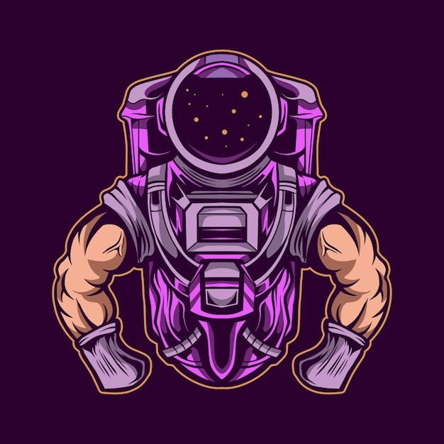 肌肉宇航员太空人插画