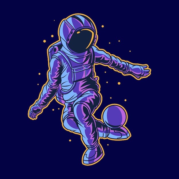 踢球宇航员太空人插画