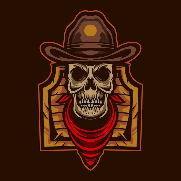 西部牛仔骷髅头骨插画