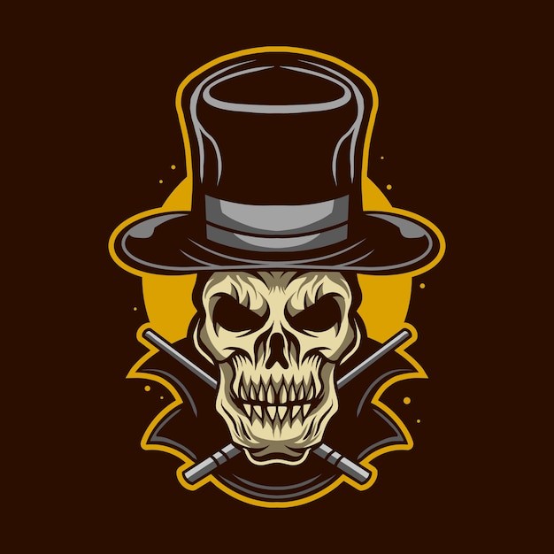 绅士骷髅头骨插画