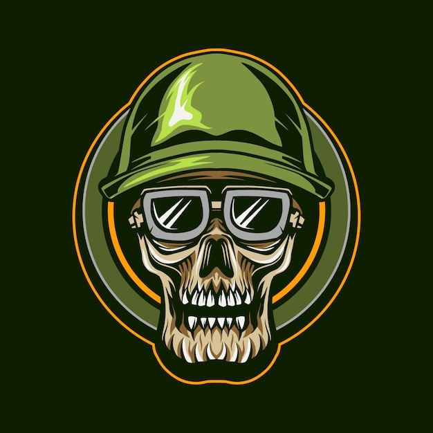 士兵头盔骷髅头骨插画