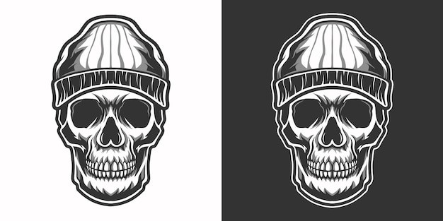 防寒帽骷髅头骨插画