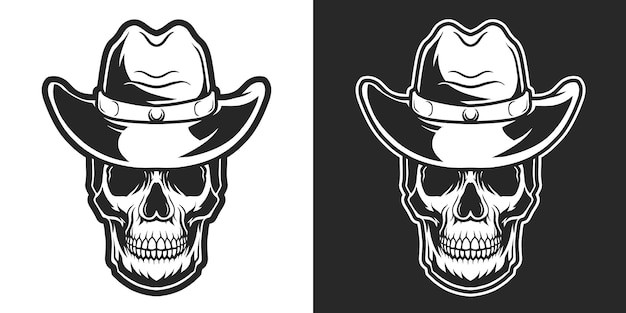 西部牛仔骷髅头骨插画