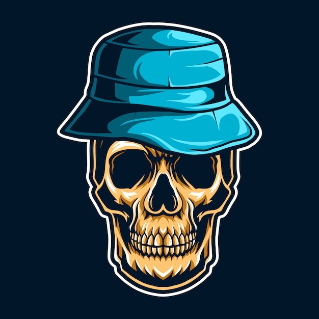 渔夫帽骷髅头骨插画