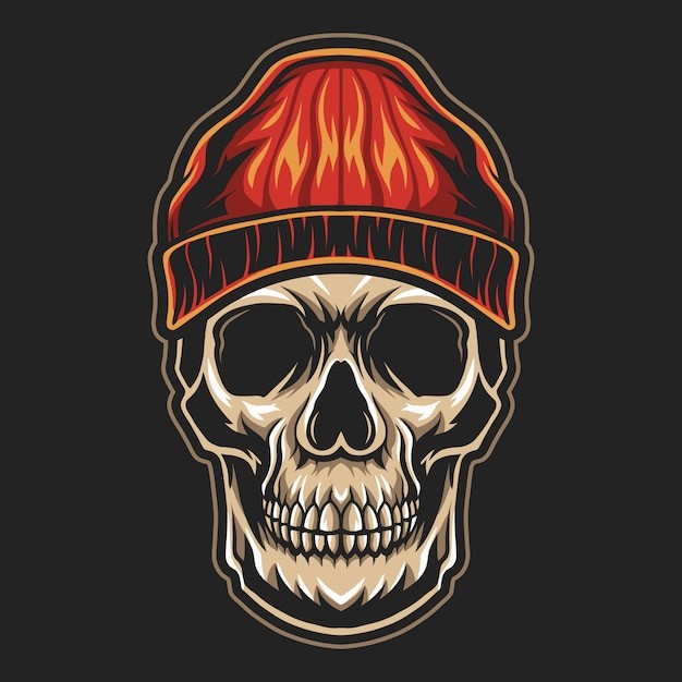 防寒帽骷髅头骨插画