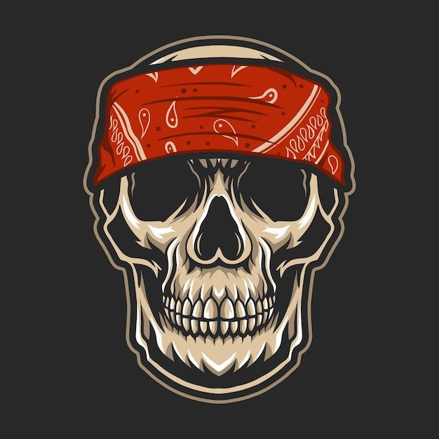 头带骷髅头骨插画