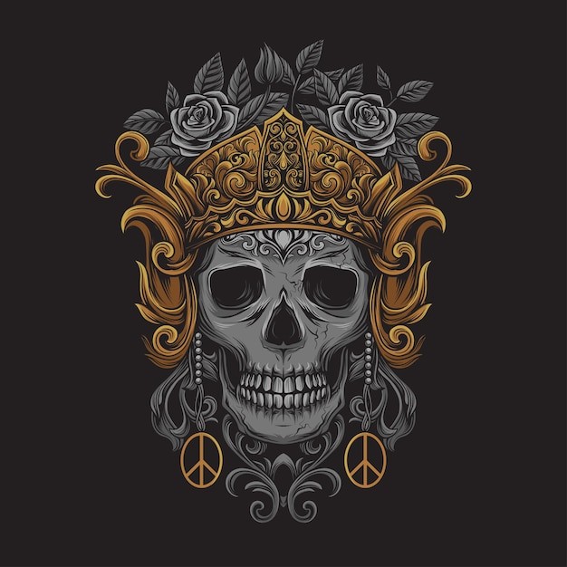 华丽装饰骷髅插画