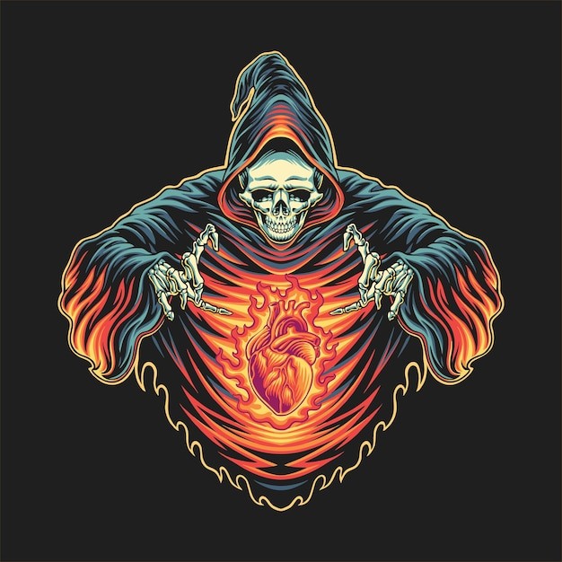 死神心脏骷髅插画