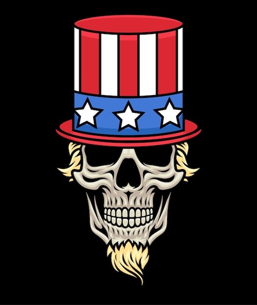 美国山姆大叔骷髅插画