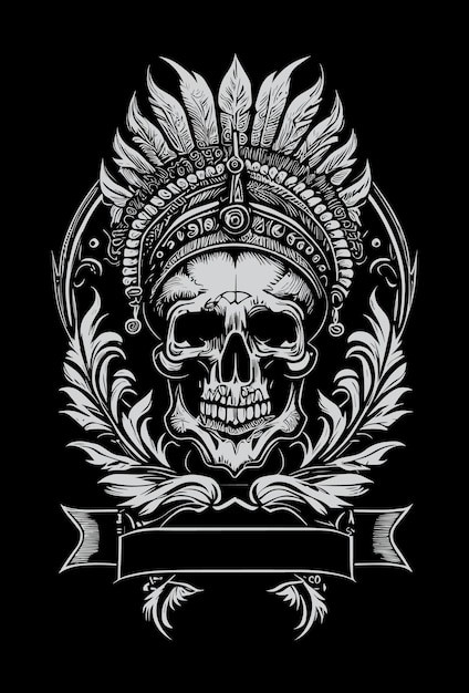 印第安人骷髅插画