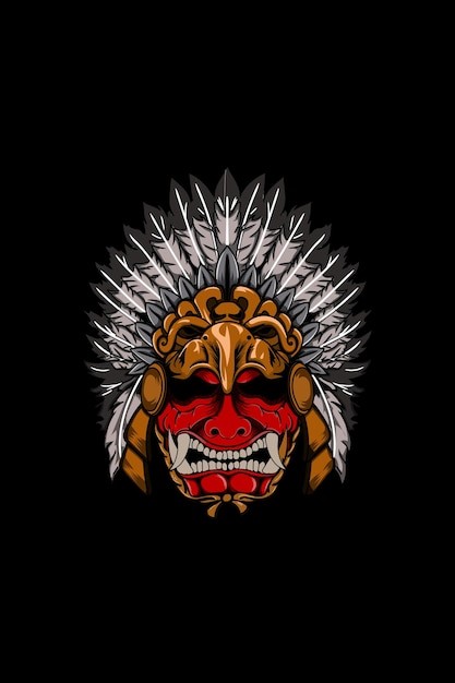 魔鬼面具印第安人插画