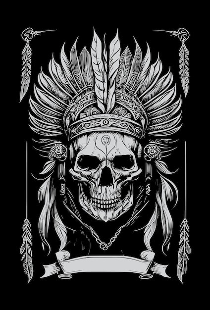 印第安人骷髅插画