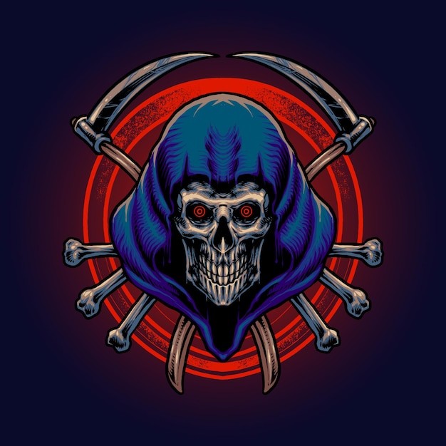 死神镰刀骷髅插画