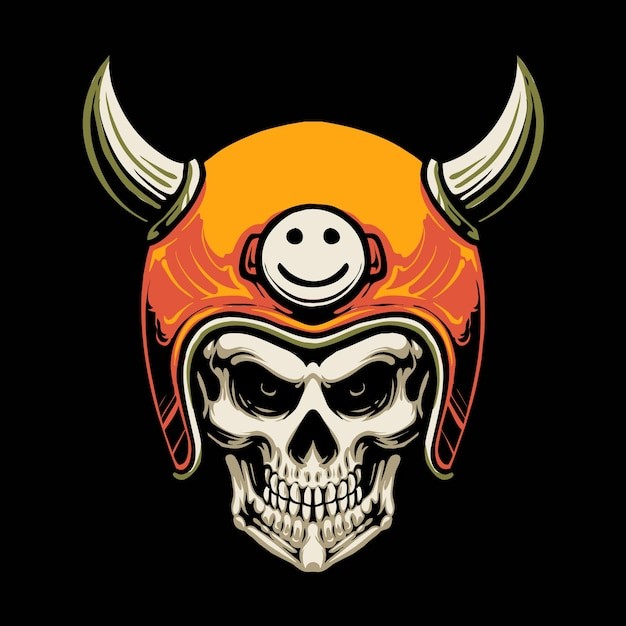 角头盔骷髅插画