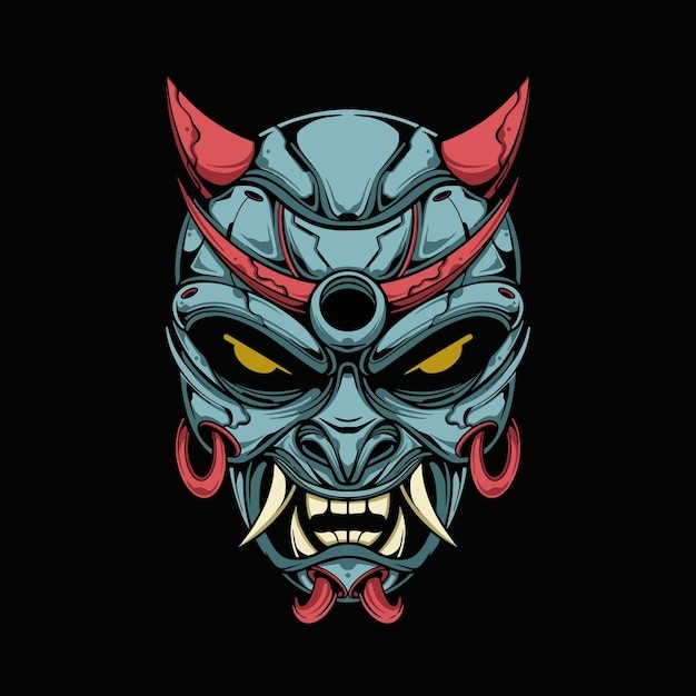 恶魔魔鬼面具插画