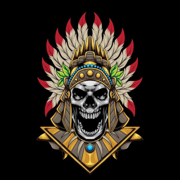 印第安人骷髅插画