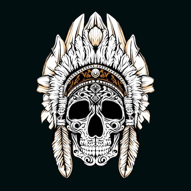印第安人骷髅插画