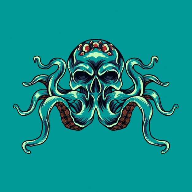 章鱼骷髅插画