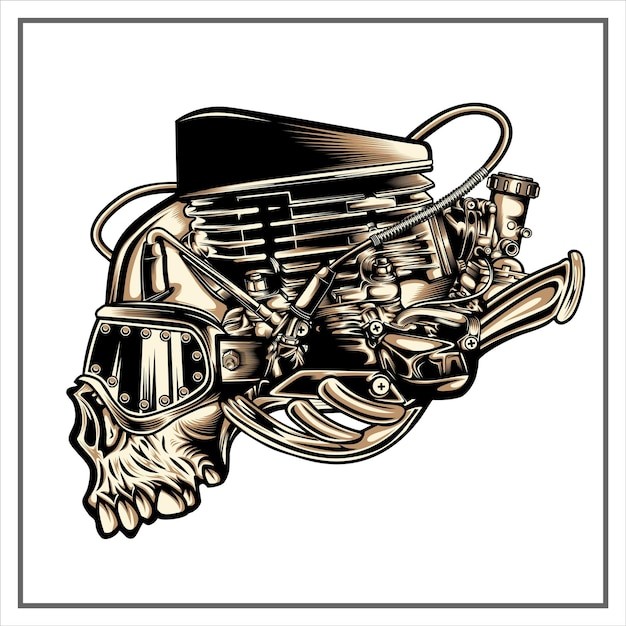 摩托车骷髅插画