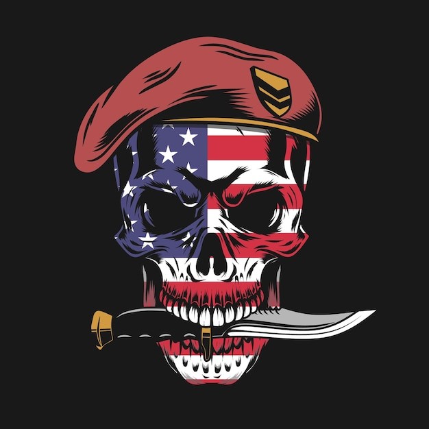 美国士兵骷髅插画