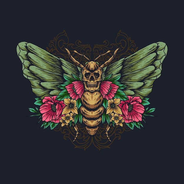 飞蛾骷髅插画