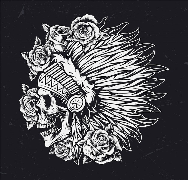 印第安人骷髅插画