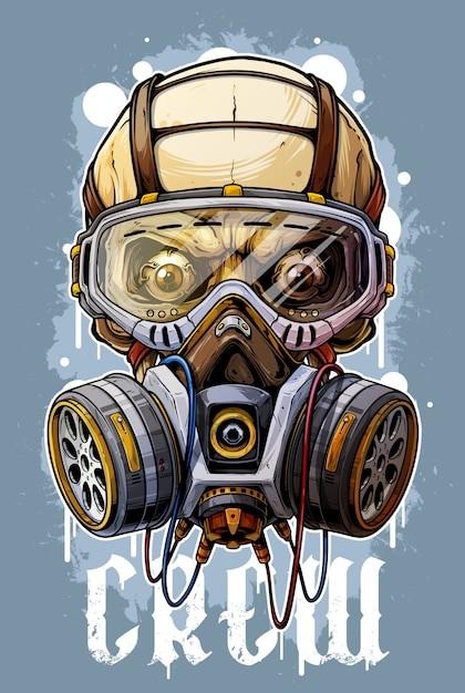 防毒面具骷髅插画