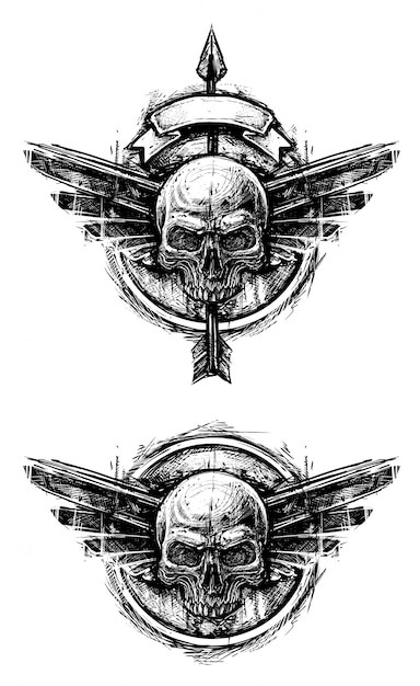 骷髅徽章插画