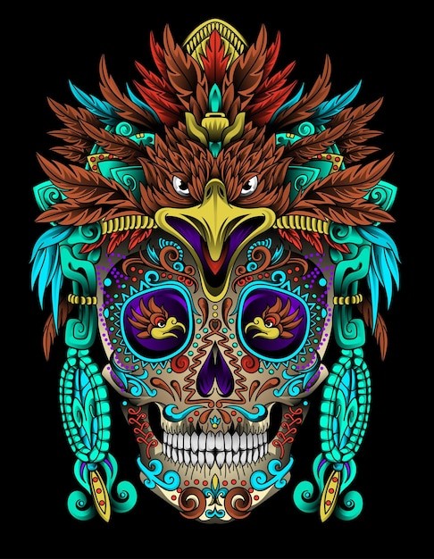 印第安人骷髅插画