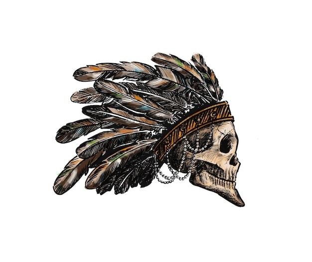 印第安人骷髅插画