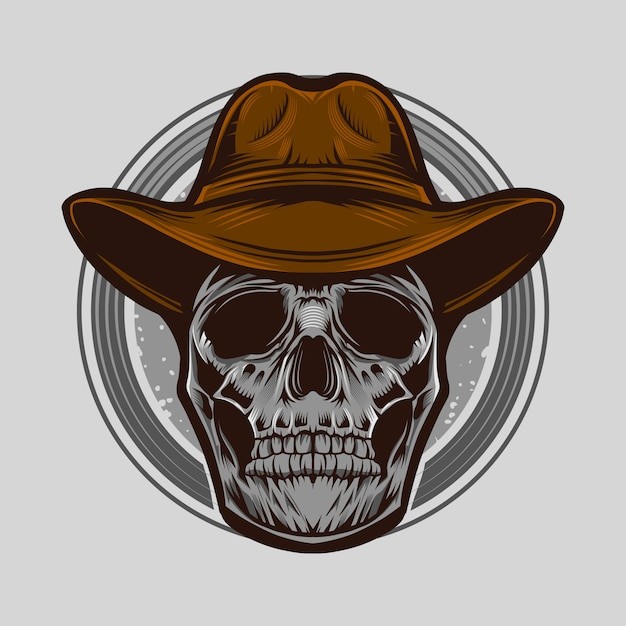 牛仔帽骷髅插画