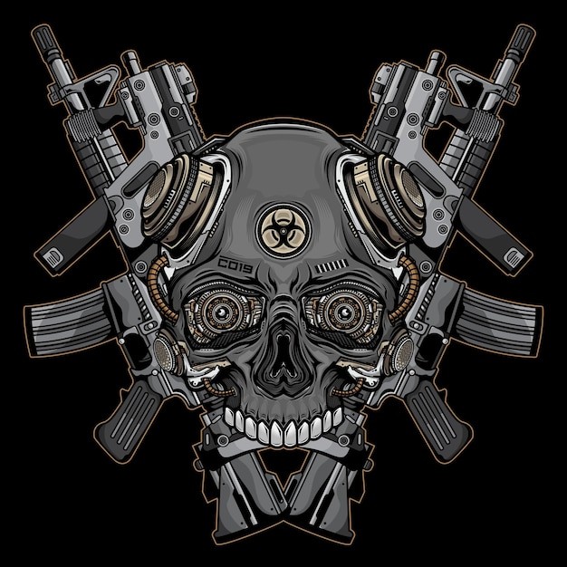 枪械骷髅插画