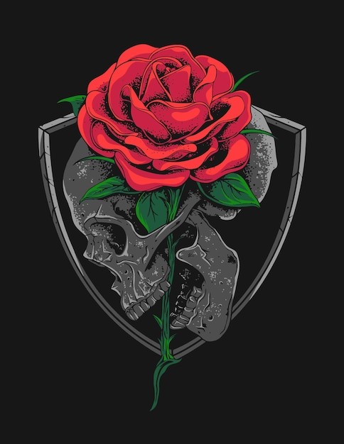 玫瑰骷髅插画