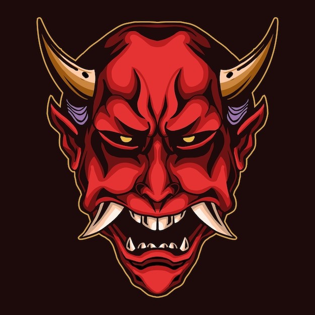 日本魔鬼面具插画