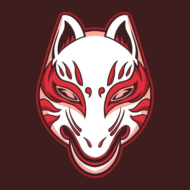 日本狐狸面具插画