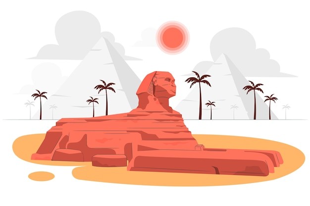 狮身人面像和金字塔插画