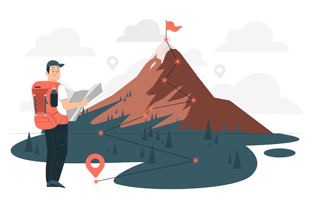 徒步远足路线插画