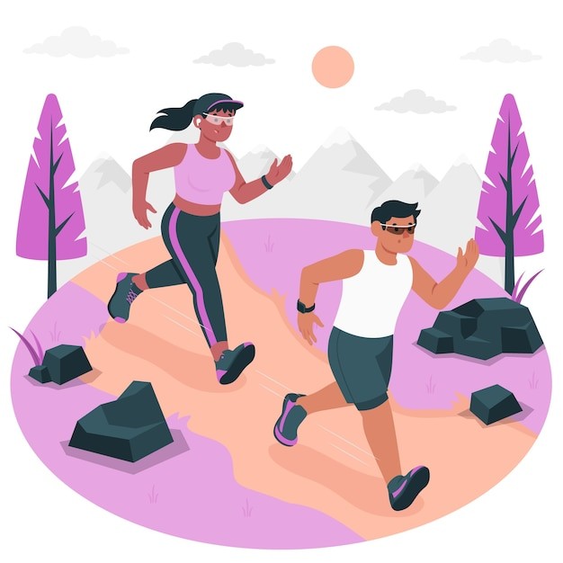 越野跑步插画