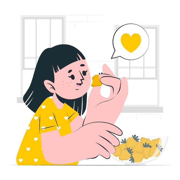 孩子吃草莓插画