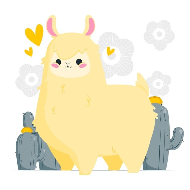 可爱的羊驼插画