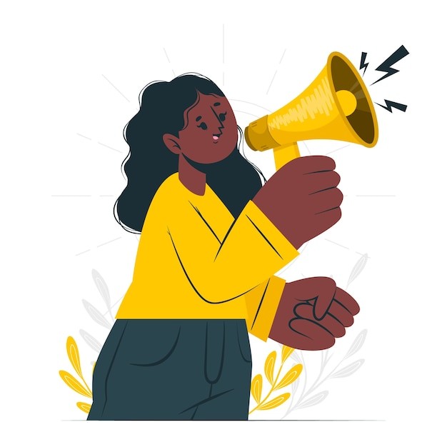 拿着扩音器喇叭喊话的人插画