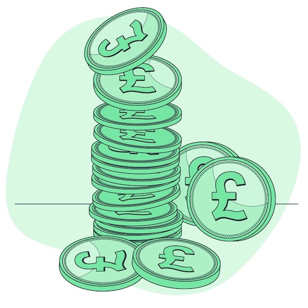 英镑硬币插画