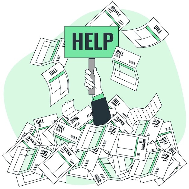 被账单压垮的人插画