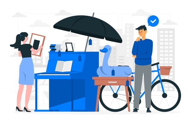 跳蚤二手市场插画