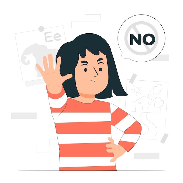 儿童伸手拒绝插画