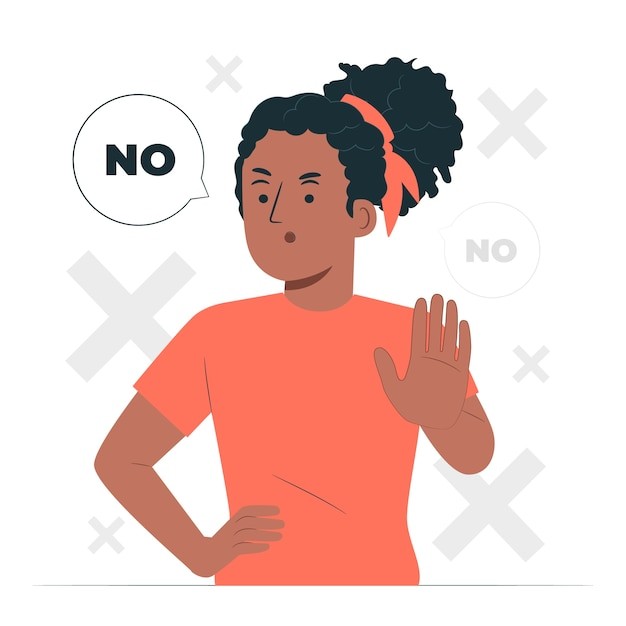 女人伸手拒绝插画