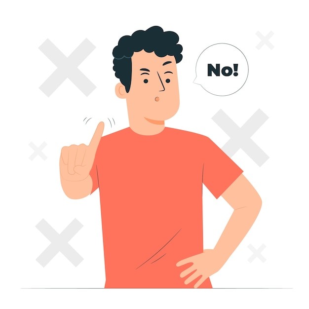 男人伸手拒绝插画